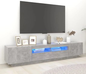 Móvel de TV com luzes LED 200x35x40 cm cinzento cimento