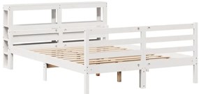Estrutura de cama c/ cabeceira 150x200 cm pinho maciço branco