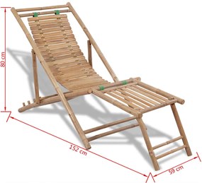 Espreguiçadeira de exterior com apoios de pé bambu