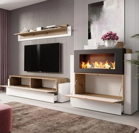 Mueble de salón modelo Berila color blanco y artrisan (2,9m)