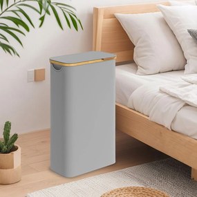 Cesto de bambu para roupa suja de 65 L, 42 x 22,5 x 70,5 cm cinzento
