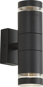 Candeeiro de parede exterior moderno preto 2 luzes IP44 - Dubbla