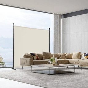 Biombo Divisória de ambientes 184 x 30 x 184 cm com painel único, tela de privacidade larga com rodas bloqueáveis branca