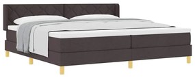 Cama Box Marrom Escuro e Branco 200 x 200 cm Tecido
