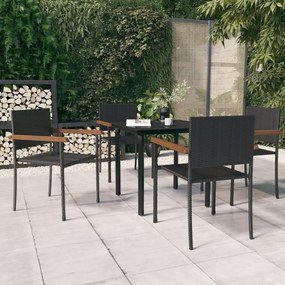 vidaXL 5 pcs Conjunto de jantar para jardim preto