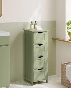 Armário de casa de banho 4 gavetas 30 x 30 x 82 cm verde louro