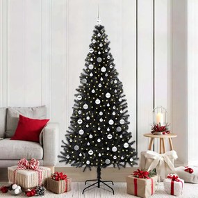 vidaXL Árvore de Natal com 300 LEDs com suporte Preto 210 cm PVC
