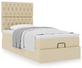 Estrutura de cama otomana com creme de colchão 90x200cm tecido