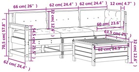 4 pcs conjunto lounge de jardim c/ almofadões pinho impregnado