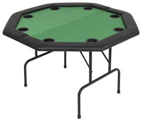 Mesa de póquer dobrável em dois 8 jogadores octogonal verde