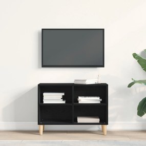 Gabinete de TV Carvalho Preto - 69.5x30x50 cm, Feito de Madeira de Eng