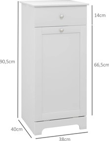 Móvel de casa de banho com cesto para roupa suja  40 x 40 x 90,5 cm, móvel de arrumação com gaveta  branco