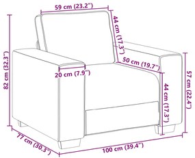 Poltrona vidaXL Verde Escuro 59 cm em Tecido