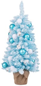 Mini Árvore de Natal artificial de mesa de 90 cm pré-decorada com 12 bolas de algodão 24 bolas decorativas Ramos de neve Azul