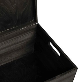 Caixa madeira tampa pegas preta 40x30x23cm pinho madeira maciça