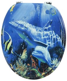 Assento de sanita com tampa MDF design golfinhos