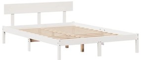 Cama com estante sem colchão 120x190 cm pinho maciço branco