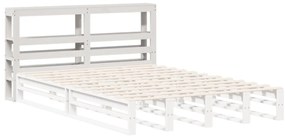 Cabeceira com prateleiras 150 cm madeira de pinho maciça branco