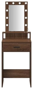 Mesa de Maquiagem vidaXL com Luzes LED Castanho Carvalho 50x41x140 cm