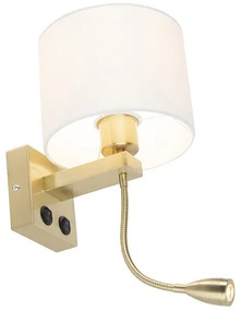 Candeeiro de parede inteligente dourado com abajur branco incl. Wi-Fi A60 - Brescia Art Deco,Moderno