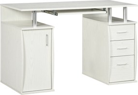 HOMCOM Mesa para computador, mesa 120 x 55 cm com tampo para teclado, 3 gavetas, para quarto, casa, branca | Aosom Portugal