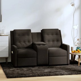 vidaXL Poltrona massagem 2 assentos reclinável c/suporte copo castanho