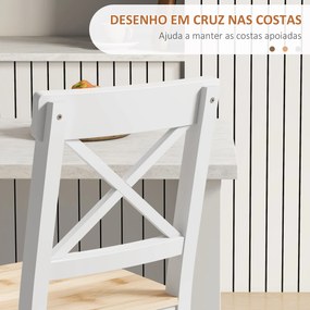 Conjunto de 2 Bancos de Bar de Madeira com Encosto e Apoio para os Pés Estilo Rústico para Cozinha 41x46x97.5 cm Natural