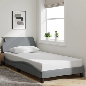Estrutura de cama sem colchão 100x200 cm tecido cinzento-claro