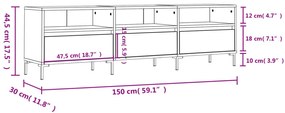 Móvel de TV 150x30x44,5 cm derivados de madeira cinzento sonoma