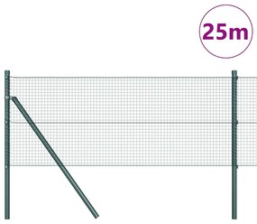 Cerca de Arame Soldado com 13 Postes Verde 0.4x25 m Aço