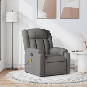 Poltrona de massagens reclinável tecido cinzento-escuro