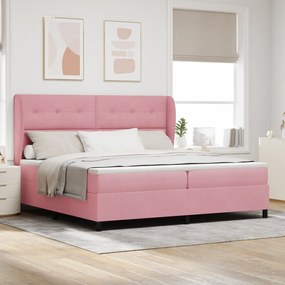 Cama Box com Colchão vidaXL Rosa 200x200 cm Veludo