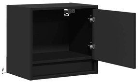 Mesa de cabeceira de parede com luzes LED preto