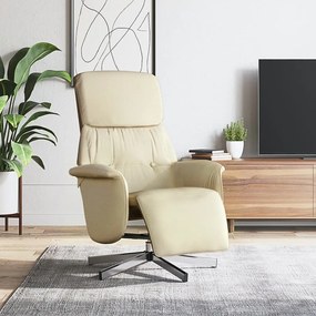 vidaXL Cadeira reclinável com apoio de pés tecido creme