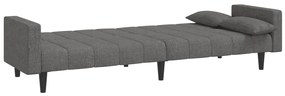 Sofá-cama 2 lugares com duas almofadas tecido cinzento-claro