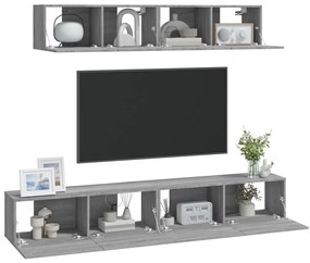 Conjunto móveis de TV 4 pcs madeira processada sonoma cinza