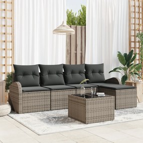 Conjunto de Sofá de Jardim de 5 Peças com Almofadas de Rattan Poliéste