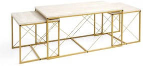 Conjunto de Mesas de Centro Defne – Travertino Dourado – Medidas: 100x