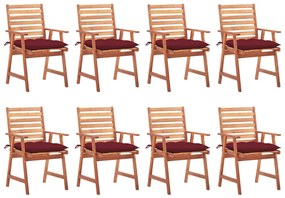 vidaXL Cadeiras de jantar p/ jardim 8 pcs c/ almofadões acácia maciça