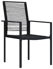 Conjunto de jantar de jardim 5 peças - Preto, PVC Rattan