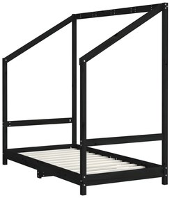 Estrutura de cama infantil 80x160 cm pinho maciço preto