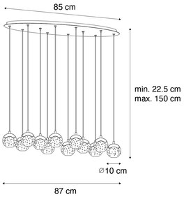 Candeeiro de suspensão design bronze escuro com vidro transparente 12 luzes - Inge