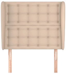 Cabeceira cama c/ abas couro artif. 103x23x118/128cm cappuccino