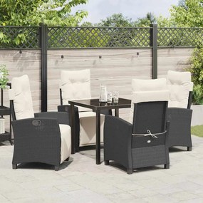 Conjunto de Jantar para Jardim 5 Peças Preto em Rattan Sintético