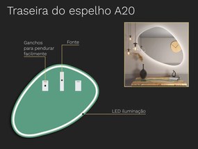 Espelho LED orgânico com iluminação A20