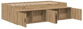 Estrutura de Cama de Armazenamento Carvalho Artesanal 90x190 cm