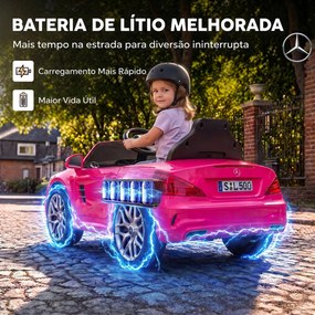 Carro Elétrico Infantil Mercedes-Benz SL500 12 V com Controlo Remoto 2,4 GHz, 2 Motores, Suspensão e Arranque Suave, Rosa
