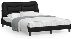 vidaXL Estrutura cama c/ cabeceira 140x200 cm couro artificial preto