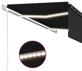 Toldo automático com estore/LED/sensor de vento 5x3 m antracite