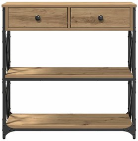 Mesa de Console vidaXL Carvalho Artesanal 75x28x75 cm Madeira e Aço